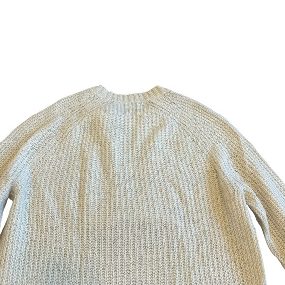 Madewell Color Block Sweater Off-White Black Stretch Wool Blend Size Medium - Picture 7 of 11